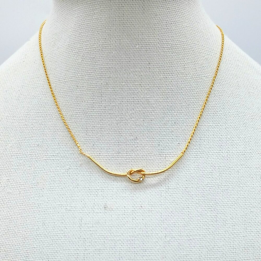 Vintage Love Knot Collar Necklace 17" Women's Gold Minimalist Pendant Jewelry